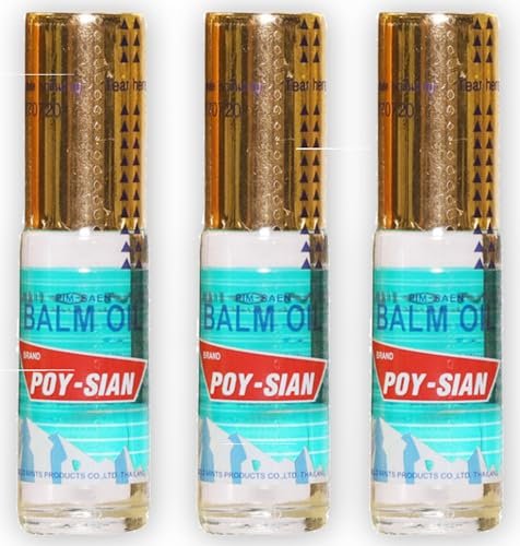 POY-SIAN Thai PIM-Saen Balm Oil 5ml Roll-On (Pack of 3) - Original Aromatic Relief Avelisse