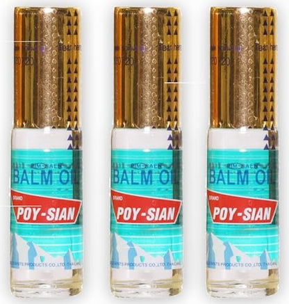 POY-SIAN Thai PIM-Saen Balm Oil 5ml Roll-On (Pack of 3) - Original Aromatic Relief Avelisse