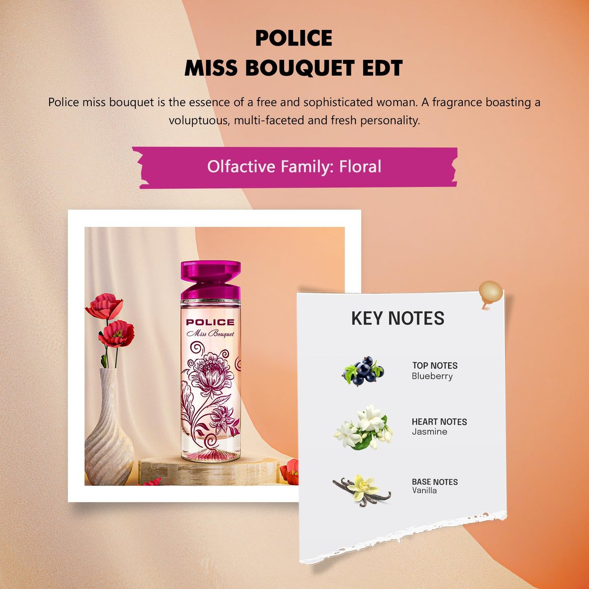 Police Miss Bouquet for Women - 3.4 oz Eau de Toilette Spray | Floral Fragrance - görsel 7