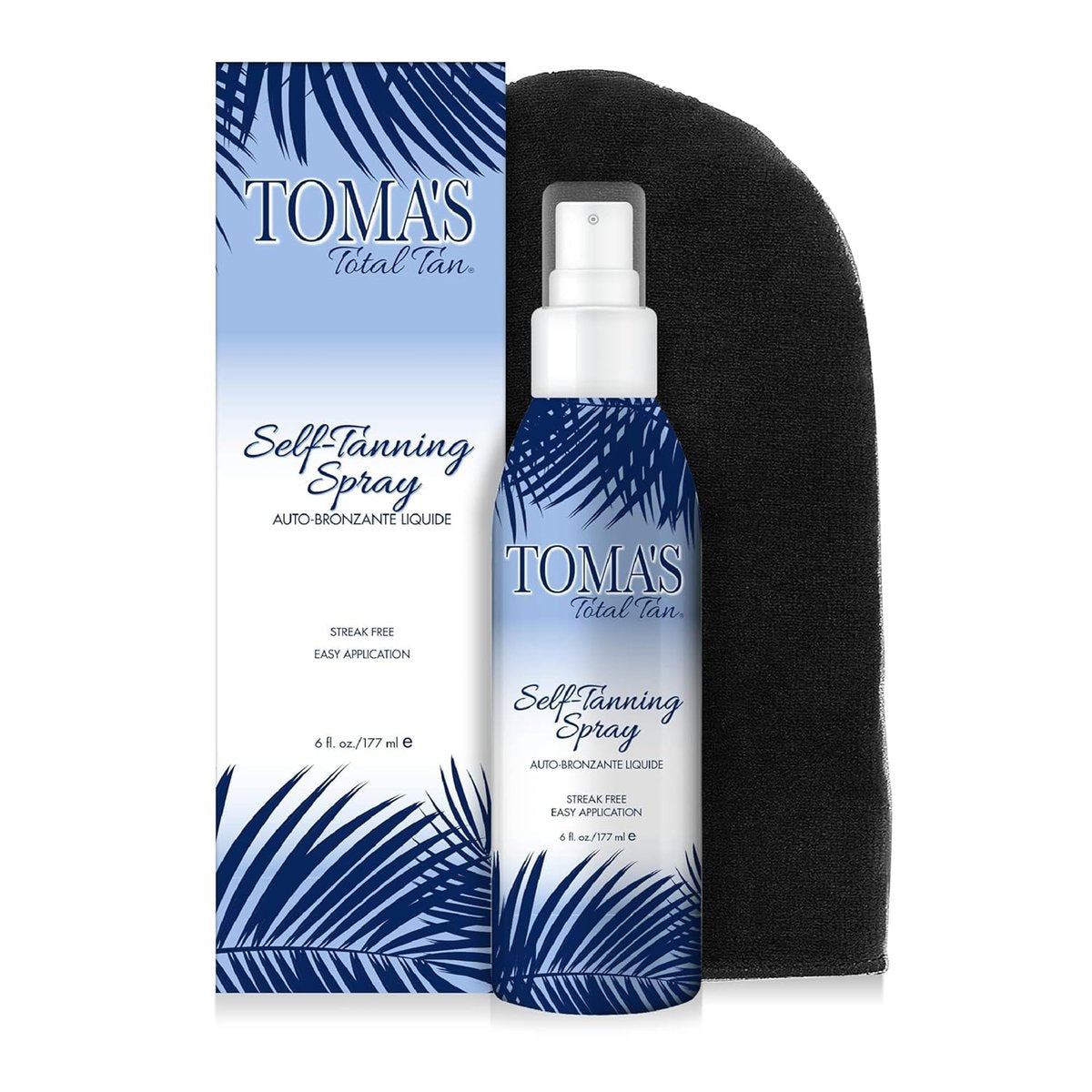 Toma's Total Tan Liquid Spray Instant Sunless Tanner - Natural Golden Bronze, Streak-Free, Paraben-Free - 6 oz Avelisse