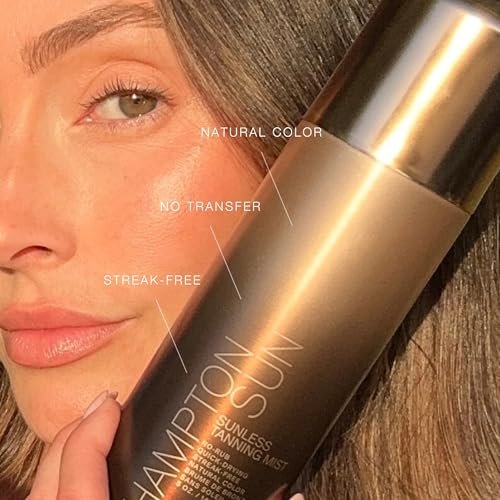Hampton Sun Sunless Tanning Mist - No-Rub, Mess-Free Self Tanner for Face & Body - Quick-Dry, Streak-Free, Natural Color - All Skin Types - 5 oz Avelisse