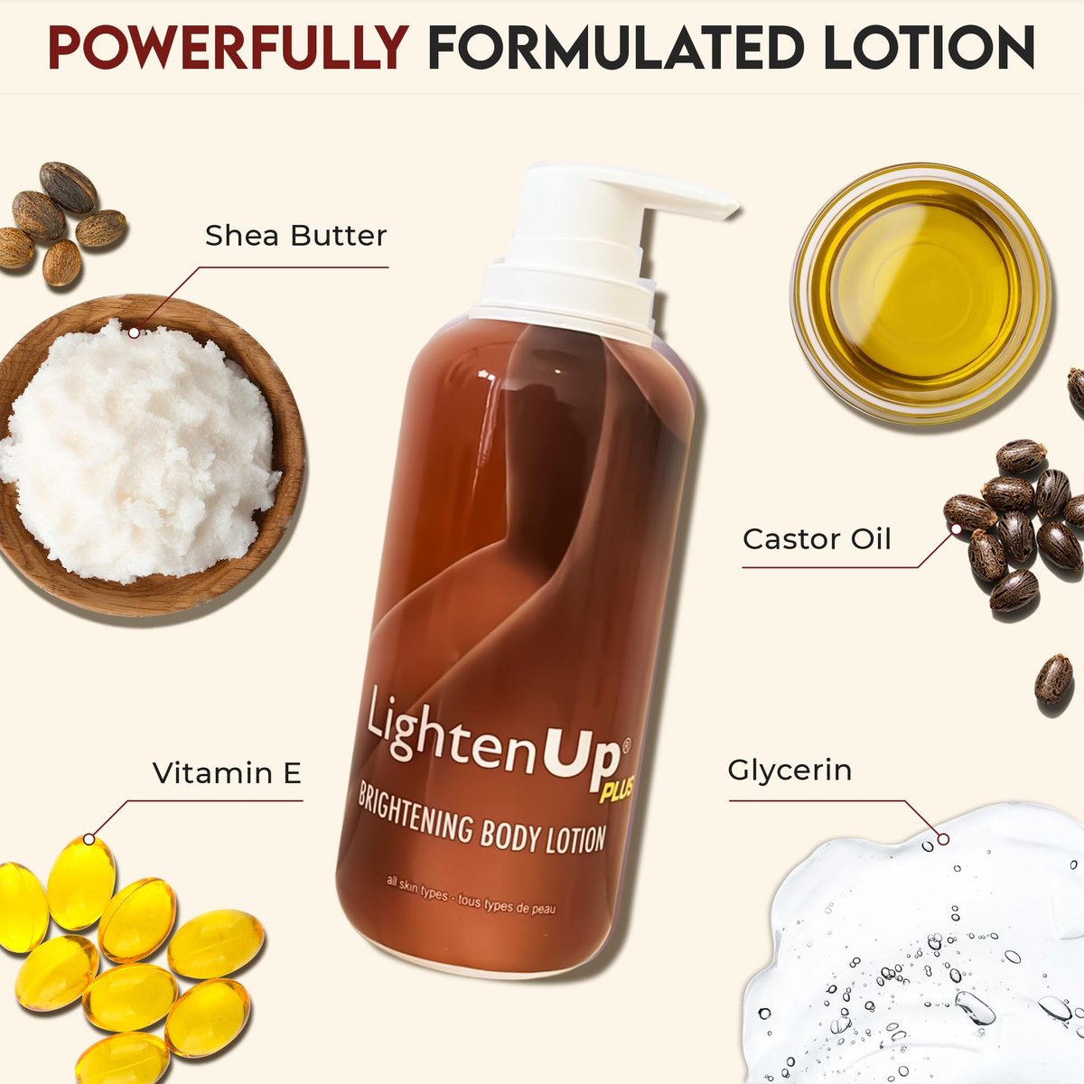 Lighten-Up Skin Brightening Lotion - 13.5 Fl oz (400ml) - Moisturizing Body Lotion with Jamaican Castor Oil & Shea Butter Avelisse