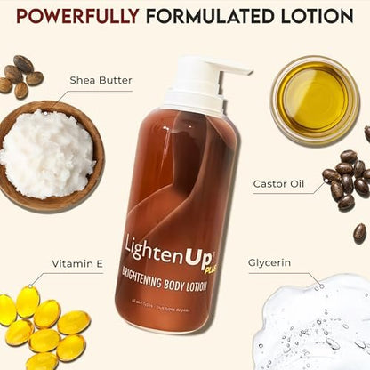 Lighten-Up Skin Brightening Lotion - 13.5 Fl oz (400ml) - Moisturizing Body Lotion with Jamaican Castor Oil & Shea Butter Avelisse