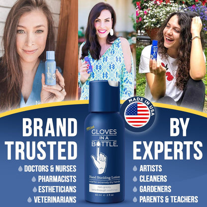 Gloves in a Bottle Shielding Lotion - 2 oz (Pack of 3) - Fragrance Free & Grease-Less for Dry, Itchy Skin