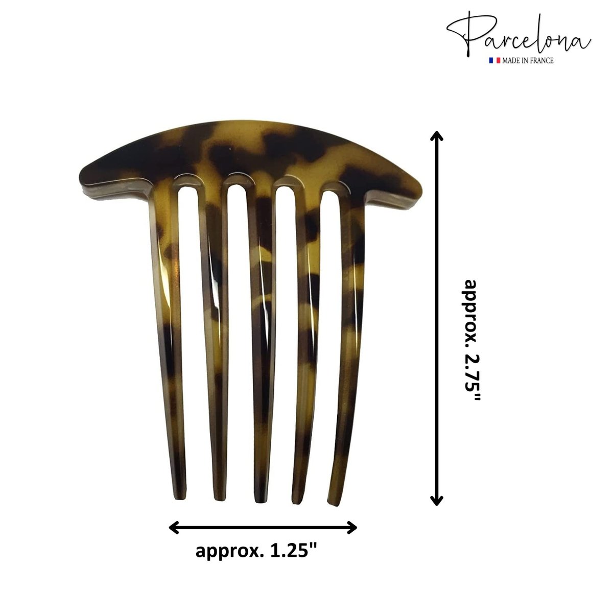 Parcelona French Medium Interlocking 5 Teeth Celluloid Light Shell Hair Side Combs - Set of 2, Brown, 3 Inch, Made in France - görsel 13