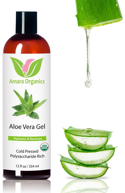 Organic Aloe Vera Gel for Skin, Face, Body, After Sun Care - USDA Certified Organic, 12 fl. oz. Avelisse