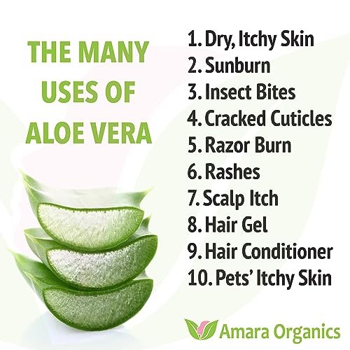 Organic Aloe Vera Gel for Skin, Face, Body, After Sun Care - USDA Certified Organic, 12 fl. oz. Avelisse