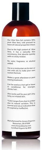 Organic Aloe Vera Gel for Skin, Face, Body, After Sun Care - USDA Certified Organic, 12 fl. oz. Avelisse