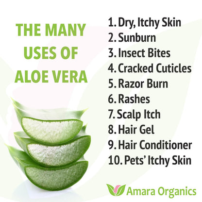 Organic Aloe Vera Gel for Skin, Face, Body, After Sun Care - USDA Certified Organic, 12 fl. oz. Avelisse