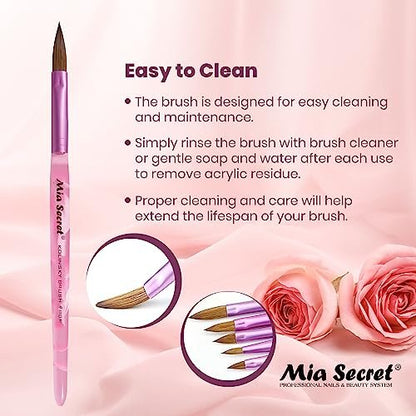 Mia Secret Oval Kolinsky Nail Brush Size #8 – Professional Acrylic Nail Art Brush Avelisse