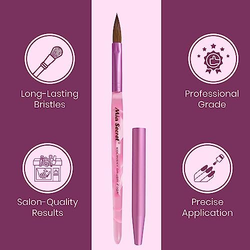 Mia Secret Oval Kolinsky Nail Brush Size #8 – Professional Acrylic Nail Art Brush Avelisse