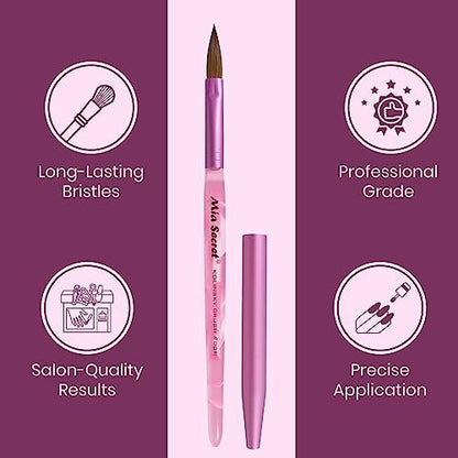 Mia Secret Oval Kolinsky Nail Brush Size #8 – Professional Acrylic Nail Art Brush Avelisse