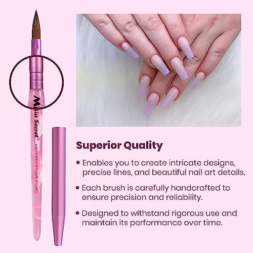 Mia Secret Oval Kolinsky Nail Brush Size #8 – Professional Acrylic Nail Art Brush Avelisse