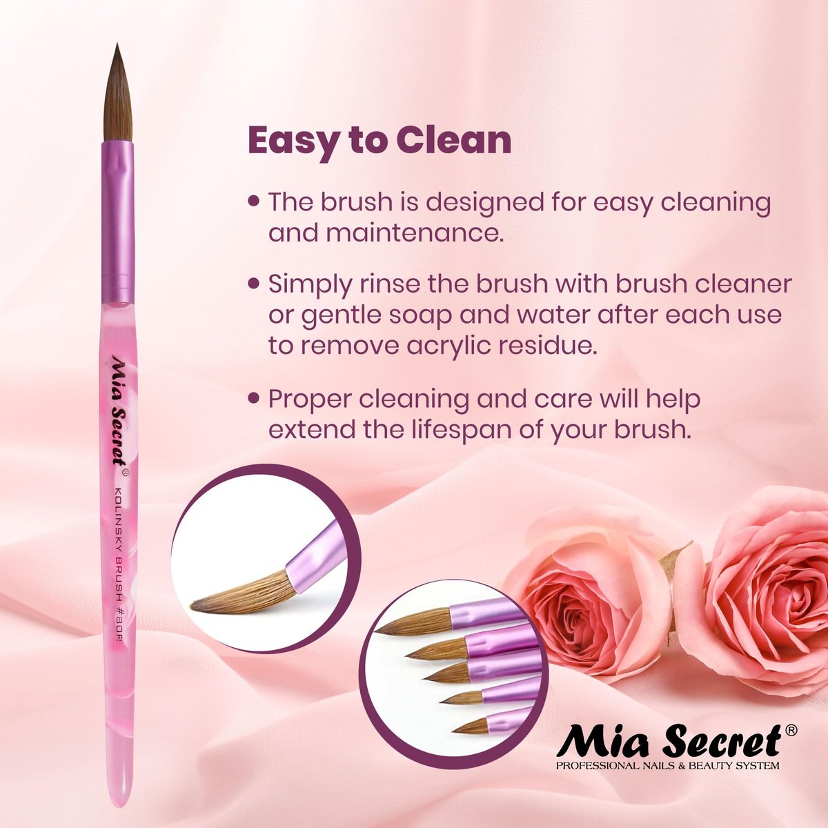 Mia Secret Oval Kolinsky Nail Brush Size #8 – Professional Acrylic Nail Art Brush Avelisse