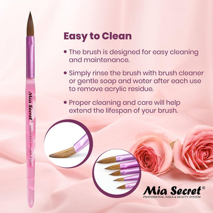 Mia Secret Oval Kolinsky Nail Brush Size #8 – Professional Acrylic Nail Art Brush Avelisse