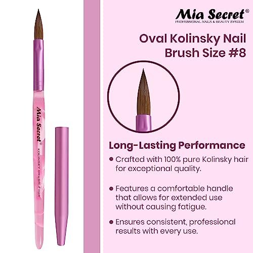 Mia Secret Oval Kolinsky Nail Brush Size #8 – Professional Acrylic Nail Art Brush Avelisse