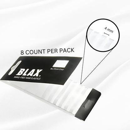 Blax Clear Hair Elastics – Snag-Free Transparent Hair Ties, No-Damage Hair Rubber Bands, 4mm 8 Count (Pack of 2)