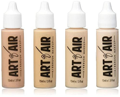 Art of Air FAIR Complexion Professional Airbrush Cosmetic Makeup Set - 4 x 0.5 oz Bottles (Olive)