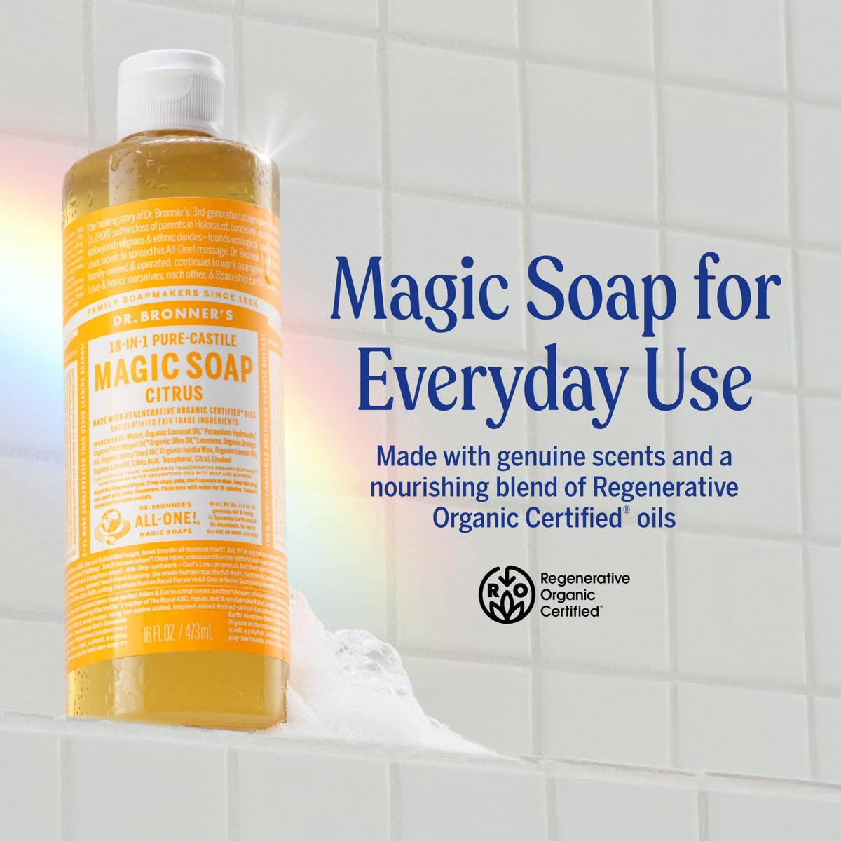 Dr. Bronner's Pure-Castile Liquid Soap - Citrus, 32 oz - Regenerative Organic Certified, 18-in-1 Uses - görsel 4
