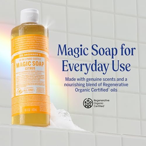 Dr. Bronner's Pure-Castile Liquid Soap - Citrus, 32 oz - Regenerative Organic Certified, 18-in-1 Uses - görsel 3