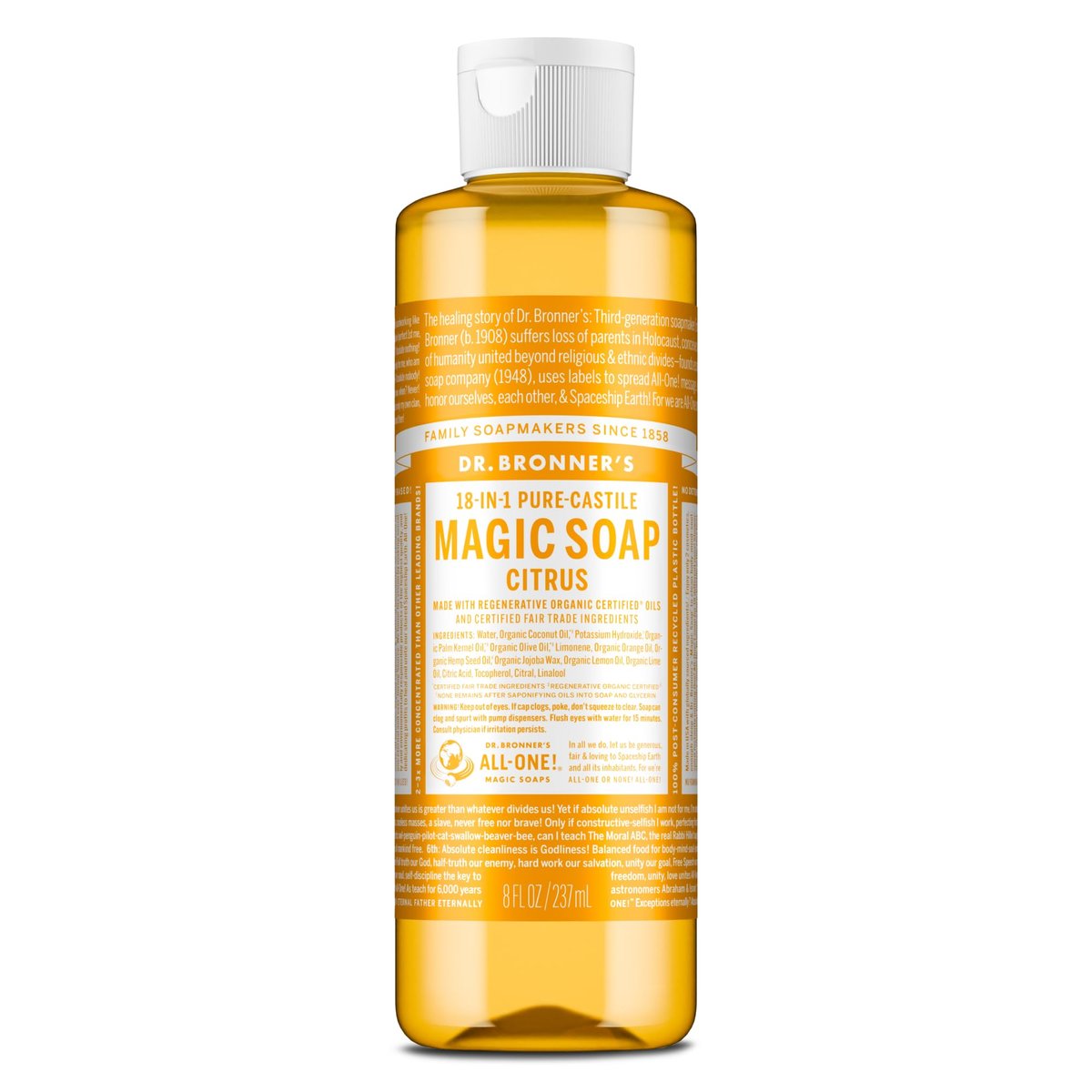 Dr. Bronner's Pure-Castile Liquid Soap - Citrus, 32 oz - Regenerative Organic Certified, 18-in-1 Uses - görsel 2