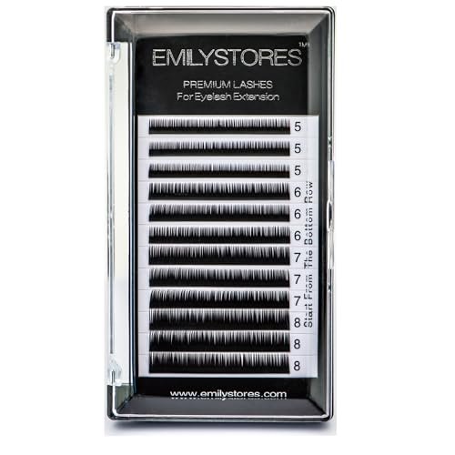 EMILYSTORES Bottom Lash Extension Eyebrow Eyelash Extensions - Under Lower False Lashes, Mixed J Curl 0.10mm, Lengths 5-8mm, Black, 1 Tray Avelisse