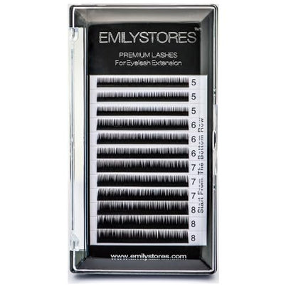 EMILYSTORES Bottom Lash Extension Eyebrow Eyelash Extensions - Under Lower False Lashes, Mixed J Curl 0.10mm, Lengths 5-8mm, Black, 1 Tray Avelisse