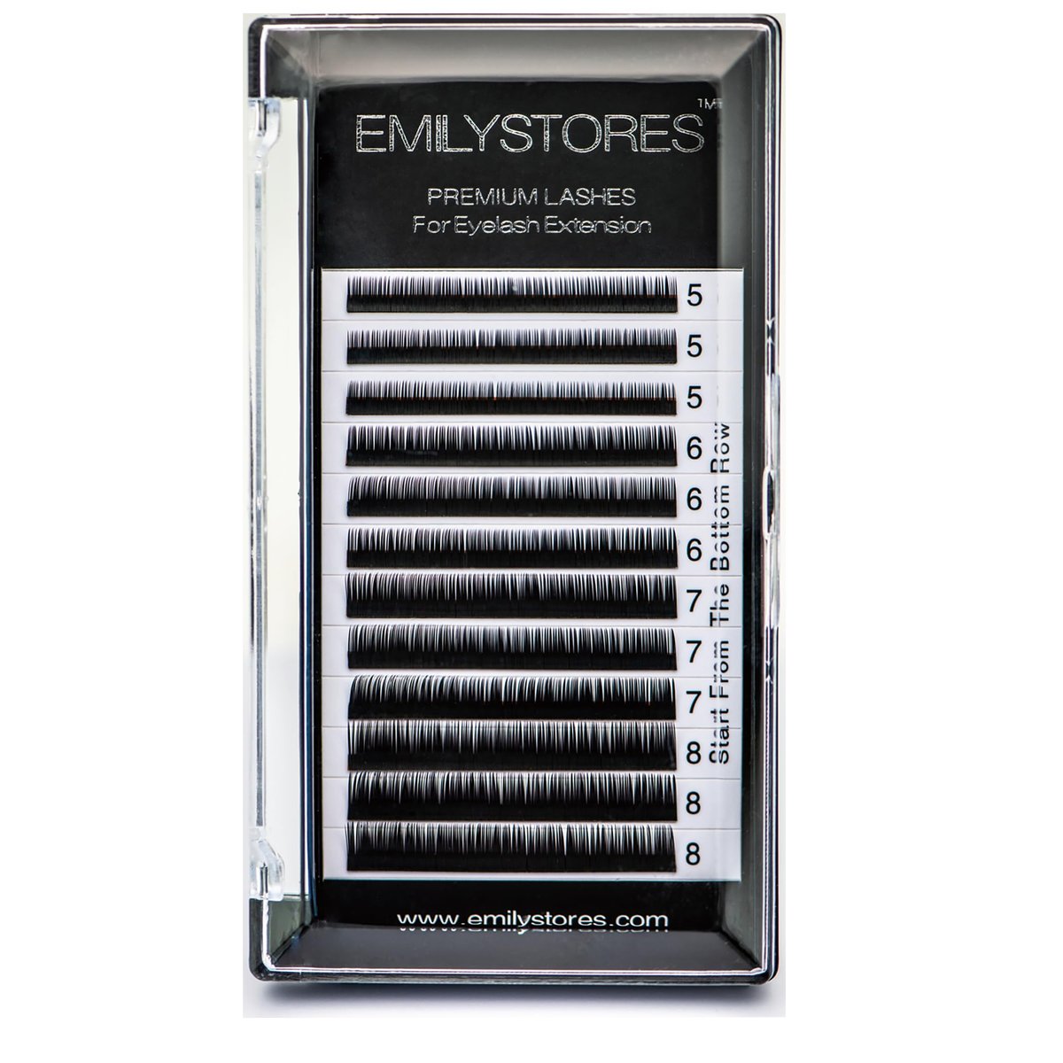 EMILYSTORES Bottom Lash Extension Eyebrow Eyelash Extensions - Under Lower False Lashes, Mixed J Curl 0.10mm, Lengths 5-8mm, Black, 1 Tray Avelisse