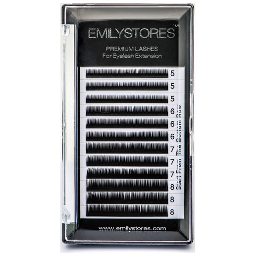 EMILYSTORES Bottom Lash Extension Eyebrow Eyelash Extensions - Under Lower False Lashes, Mixed J Curl 0.10mm, Lengths 5-8mm, Black, 1 Tray Avelisse