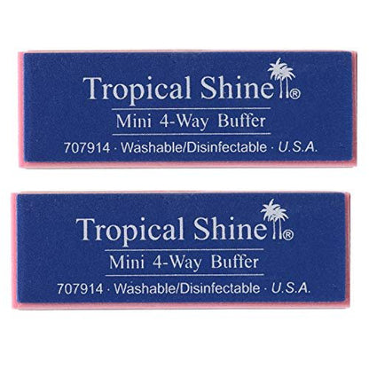 Tropical Shine Mini 4 Way Nail Buffer Block – 2 Pack for Shaping, Smoothing, and Polishing Natural & Acrylic Nails
