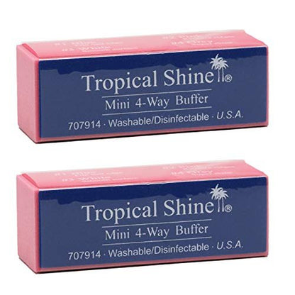 Tropical Shine Mini 4 Way Nail Buffer Block – 2 Pack for Shaping, Smoothing, and Polishing Natural & Acrylic Nails