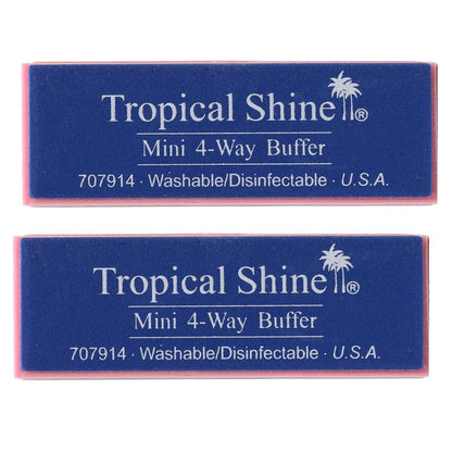 Tropical Shine Mini 4 Way Nail Buffer Block – 2 Pack for Shaping, Smoothing, and Polishing Natural & Acrylic Nails