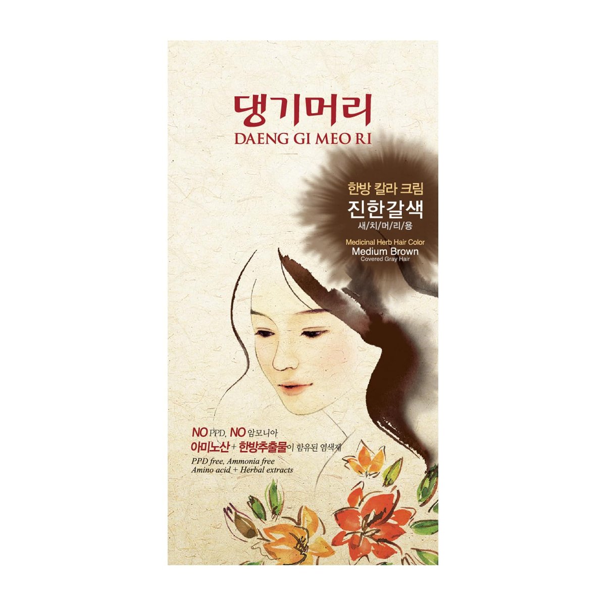 Daeng Gi Meo Ri Korean Herbal Hair Dye Color Cream – Medium Brown, PPD-Free, High-Keratin Formula, 5 oz - görsel 1