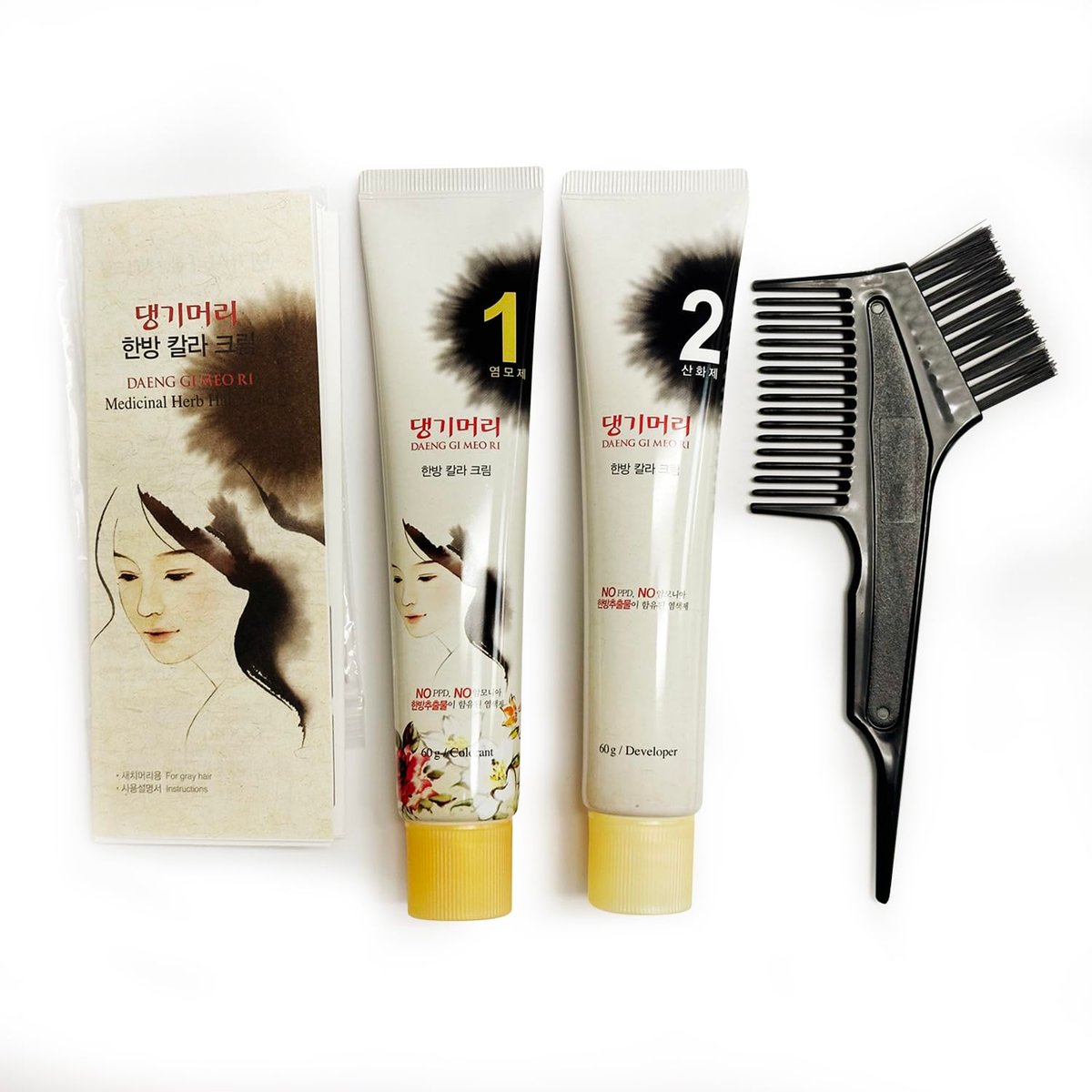 Daeng Gi Meo Ri Korean Herbal Hair Dye Color Cream – Medium Brown, PPD-Free, High-Keratin Formula, 5 oz - görsel 5