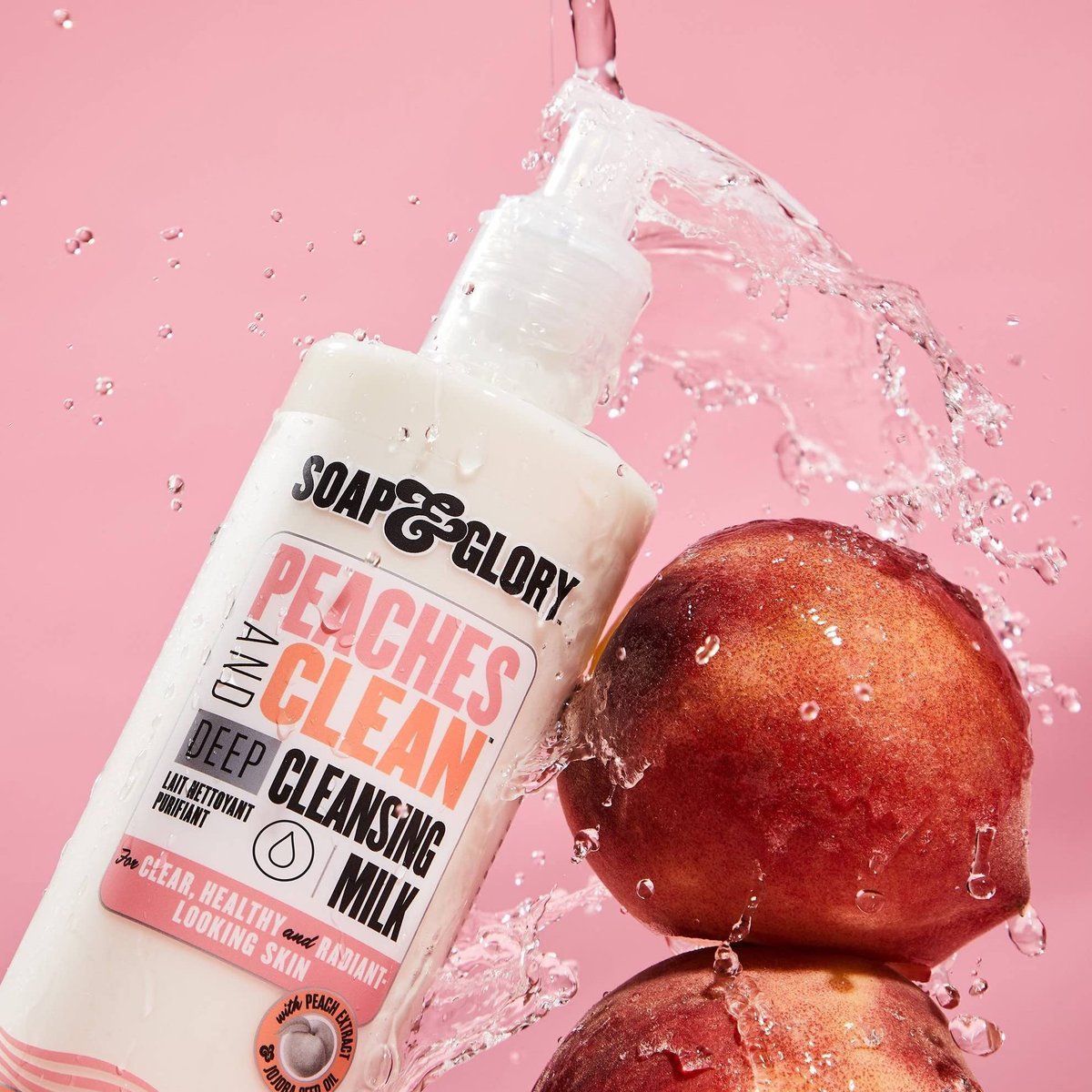 Soap & Glory Peaches & Clean Cleansing Milk - Gentle Face Cleanser + Makeup Remover with Jojoba Oil and Peach & Ginseng Extracts - Hydrating Face Wash for Women for Soft, Radiant Skin (11.8 oz) Avelisse