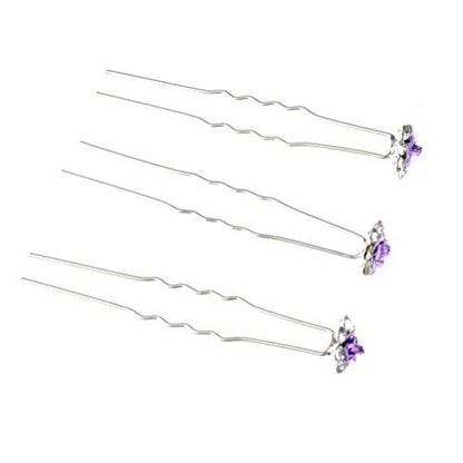 Rbenxia 20 Pcs Purple Rhinestone Bridal Hair Pins - Rose U-Shaped Wedding Hair Clips for Women and Girls
