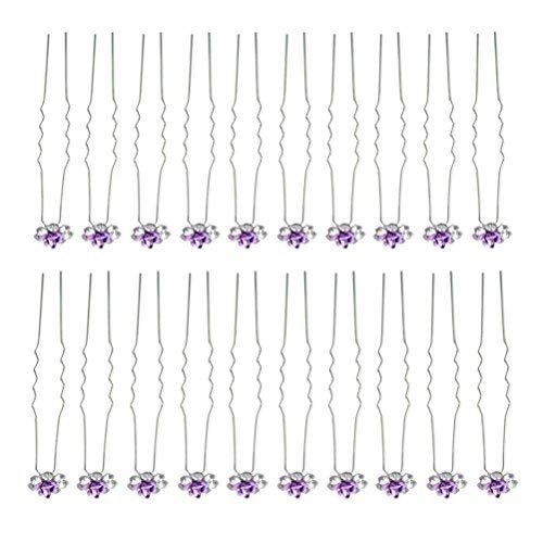Rbenxia 20 Pcs Purple Rhinestone Bridal Hair Pins - Rose U-Shaped Wedding Hair Clips for Women and Girls - görsel 5