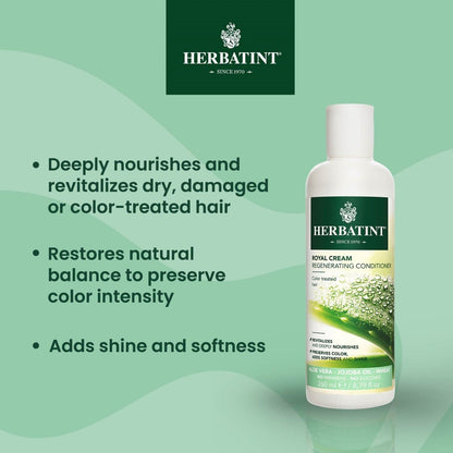 Herbatint Royal Conditioner with Aloe Vera & Jojoba Oil – Deep Moisturizing Formula for Color-Treated Hair – Restores Softness, Shine & Strength – Paraben & Sulfate Free – 6.8 fl oz Avelisse