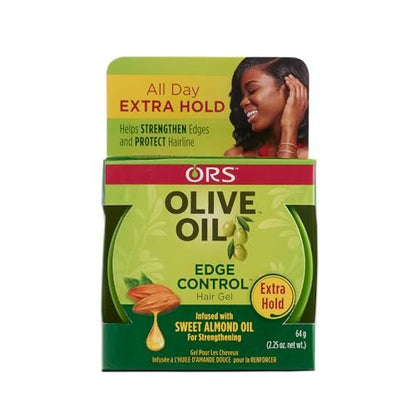 ORS Olive Oil Style & Sculpt Edge Control Hair Gel – Extra Hold, Strengthens Edges & Protects Hairline (2.2 oz)