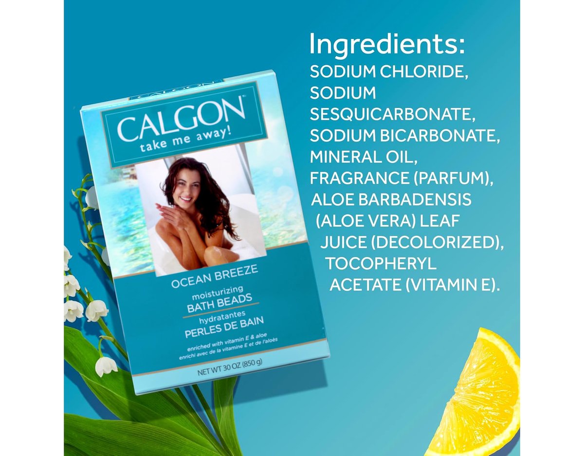 Calgon Ultra Moisturizing Bath Beads, Ocean Breeze, 30 oz (Pack of 3) – 60 oz Total Avelisse