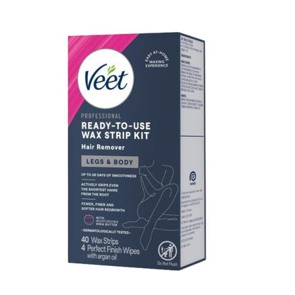 Veet Leg & Body Hair Removal Kit - Sensitive Formula, Ready-to-Use Cold Wax Strips, Shea Butter & Acai Fragrance, 44 Count (Pack of 2) Avelisse