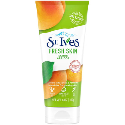 St. Ives Apricot Face Scrub, 6 oz (Pack of 6) - Gentle Exfoliating Scrub for Smooth, Glowing Skin