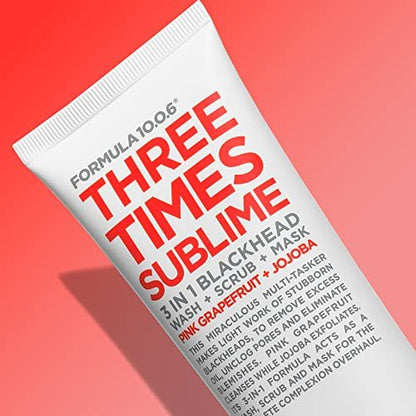 FORMULA 10.0.6 Three Times Sublime Facial Mask 3 in 1 Blackhead Wash Scrub & Mask - 3.4 fl oz (100ml)