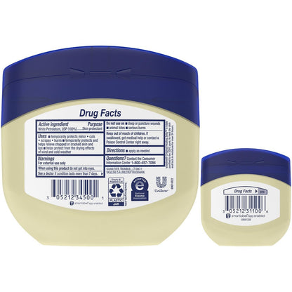 Vaseline Petroleum Jelly 2-Size Variety 4-Pack – Hypoallergenic Skin Protectant, Unscented Healing Ointment Avelisse