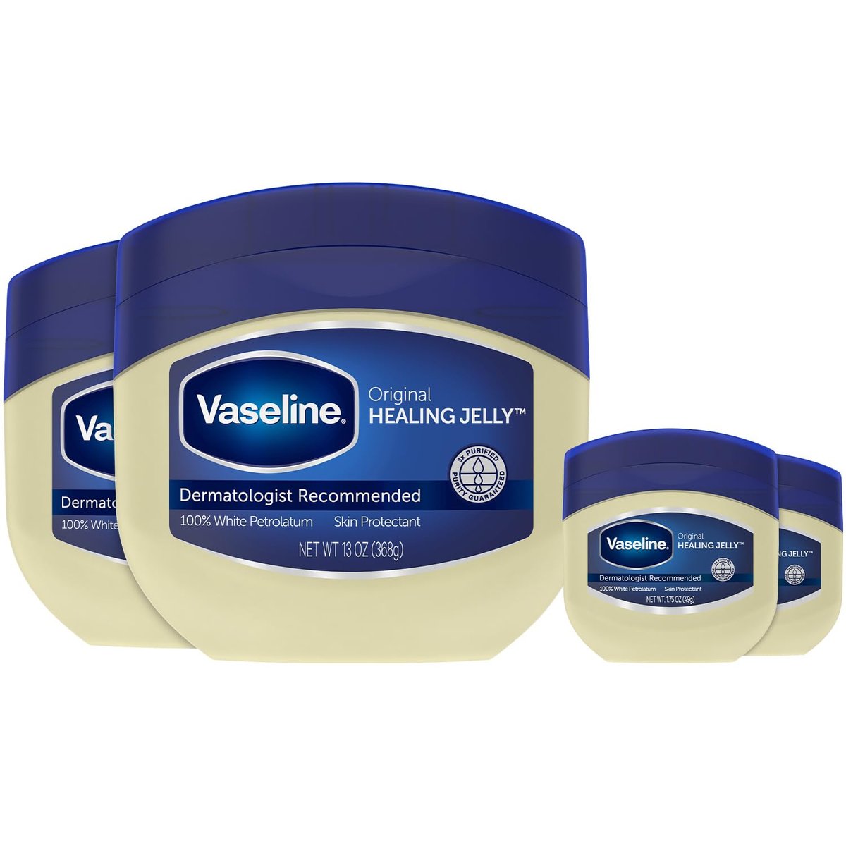Vaseline Petroleum Jelly 2-Size Variety 4-Pack – Hypoallergenic Skin Protectant, Unscented Healing Ointment Avelisse