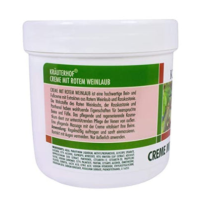 Krauterhof Horse Chestnut & Red Vine Cream for Varicose Veins and Aching Legs - 250ml, All Skin Types