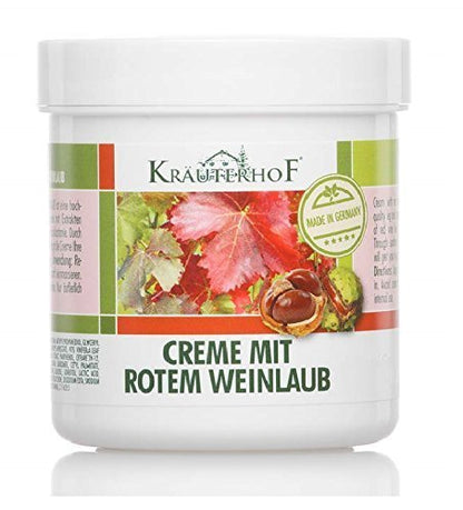 Krauterhof Horse Chestnut & Red Vine Cream for Varicose Veins and Aching Legs - 250ml, All Skin Types