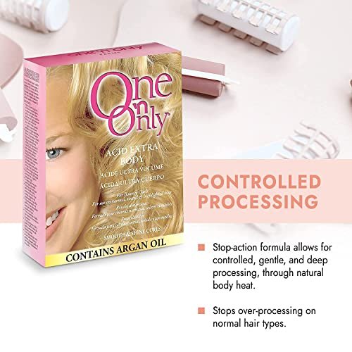 One 'N Only Acid Extra Body Hair Perm Kit with Argan Oil - At Home Perm for Bouncy Curls, Firmer & More Manageable Curls for Normal, Tinted, and Frosted Hair (1 Kit) Avelisse