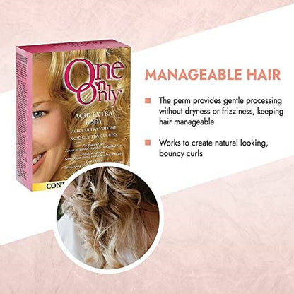 One 'N Only Acid Extra Body Hair Perm Kit with Argan Oil - At Home Perm for Bouncy Curls, Firmer & More Manageable Curls for Normal, Tinted, and Frosted Hair (1 Kit) Avelisse