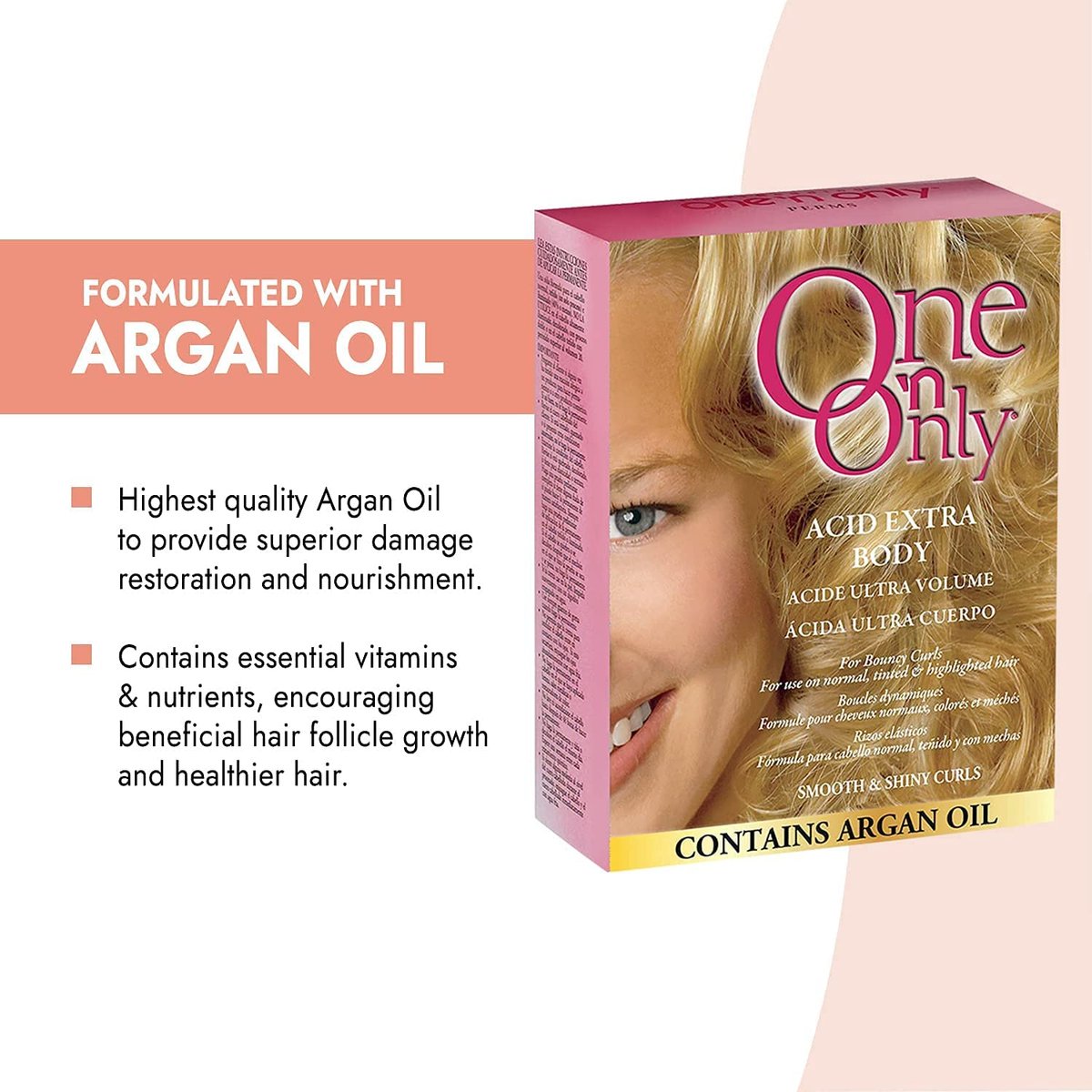 One 'N Only Acid Extra Body Hair Perm Kit with Argan Oil - At Home Perm for Bouncy Curls, Firmer & More Manageable Curls for Normal, Tinted, and Frosted Hair (1 Kit) Avelisse